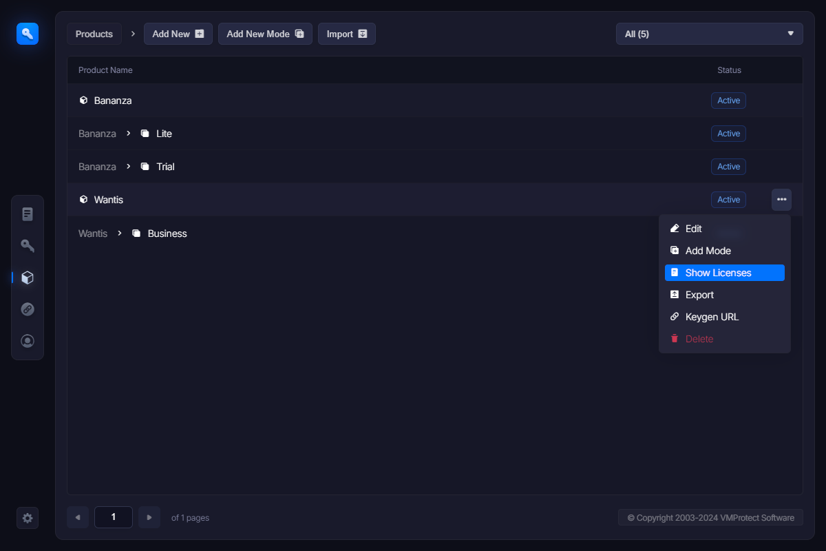 顯示產品許可證